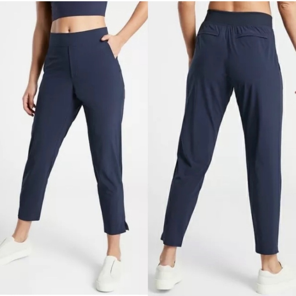 Athleta Brooklyn Ankle Pants Featherweight Stretch Navy Blue Size 12